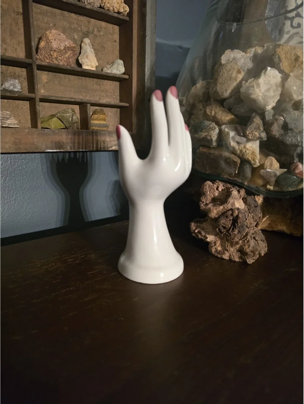 Small White Hand Ring Holder Bud Vase Propagations Plants Jewelry Holder